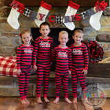Matching Covid Christmas Crew pajamas for all ages boy girl kids teen youth adult baby infant. Red gray stripe two piece one piece zip up shirt pants social distancing pajamas pj's sleepwear photo shoot outfits Christmas Holiday grandma gift nana cousins siblings matching family pajamas. Covid Coronavirus 2020 cute popular best seller fast shipping girl boy unisex 2 3 4 5 6 7 8 10 12 14 16 adult small medium large XL