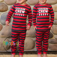matching cousin crew pajamas for the whole family. boy girl kids baby infant youth toddler adult cousins funny cute popular best seller unisex fast shipping photo op clothing instagram nana grandma mimi grandkids grandchildren cousin cousins popular best seller fast shipping red christmas holiday sleepwear morning pj's clothing