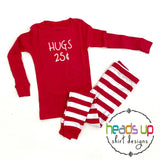 Hugs 25 Cents Valentine Pajamas Humorous Funny Saying Kids Popular PJs Unisex Sizing Baby Toddler Kid Teen Adult Men's Women's Matching Siblings Trendy Gift Twins Boy Girl Brother Sister New Sibling Gift Valentine's Card Picture Cute Leveret 2 Piece Striped Red Comfortable Long Sleeve Baby Sleeper Zipper