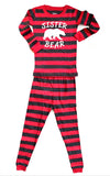 sister bear pajamas 2 piece 100% cotton red and gray stripes girl sister sibling matching pj's pajamas sleepwear comfortable best seller 2T 3T 4T 5T 6 7 8 9 10 12 14 youth adult Small medium large christmas pajamas sister bear holiday matching family pajamas fast shipping.