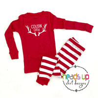 matching cousin crew christmas pajamas striped cozy warm gift grandma grandkids cousins boy girl kids baby youth toddler matching coordinating antler pajamas for cousins reunion. Christmas covid gift. soft cotton comfortable popular best seller pajamas boutique wholesale cheap free shipping.
